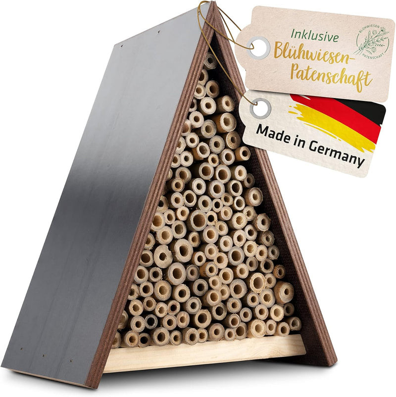 GARDIGO® Bienenhotel inkl. Blühwiesenpatenschaft I Unterschlupf für Wildbienen I Bienenhaus für den