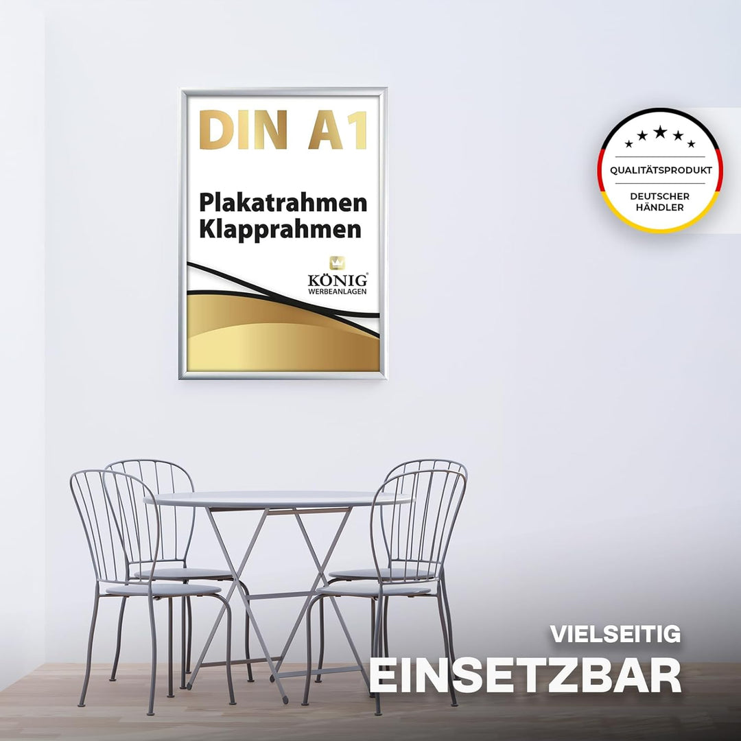 Dreifke Plakatrahmen DIN A1 | 25mm Alu Profil, eckig | silber | inkl. entspiegelter Schutzscheibe |