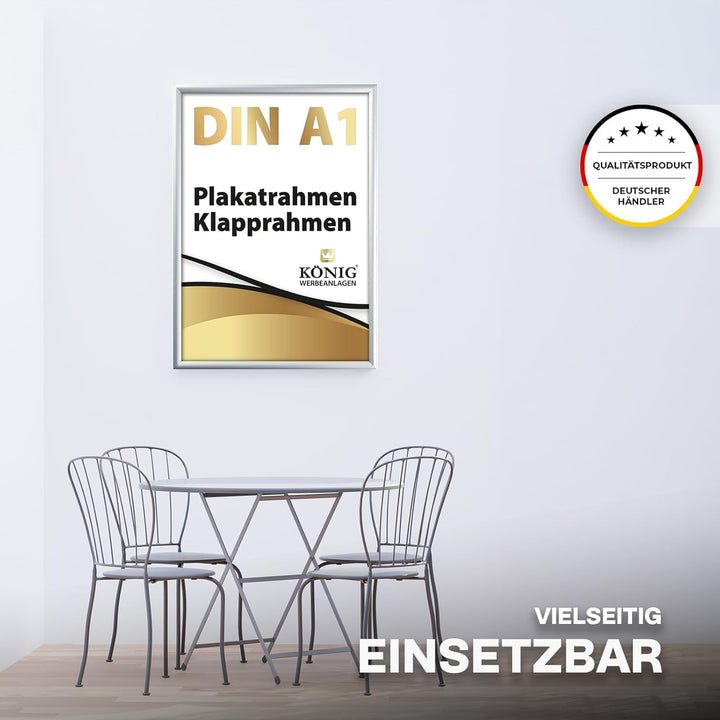 Dreifke Plakatrahmen DIN A1 | 25mm Alu Profil, eckig | silber | inkl. entspiegelter Schutzscheibe |