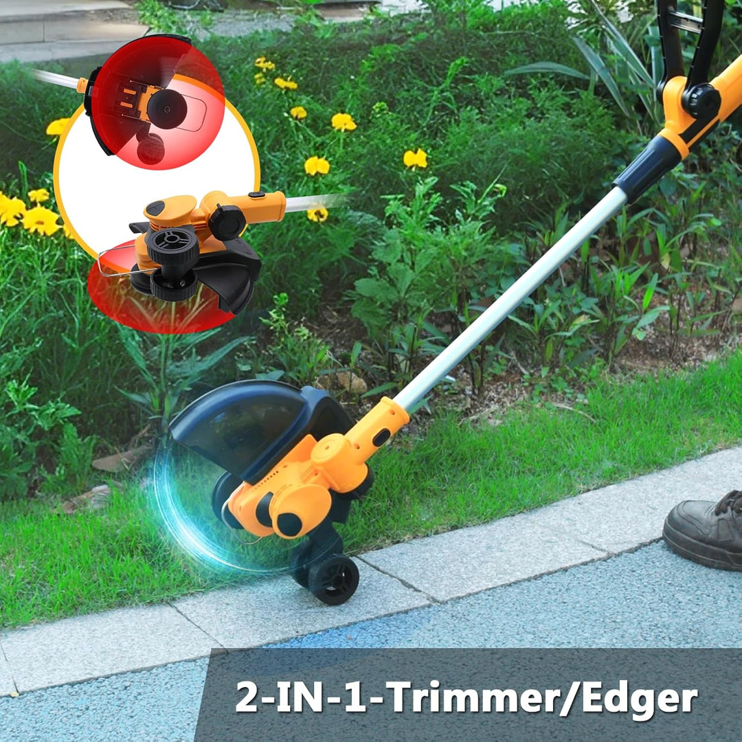 Akku Rasentrimmer für Makita Akkus 18 V (MAX 21 V),2-in-1-Rasenkantenschneider mit Unkrautbürste,bür