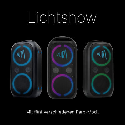 TechniSat LAUTA WUMMSBOX - Tragbarer Premium Bluetooth Lautsprecher mit LED-Lichteffekten (Bass Boos