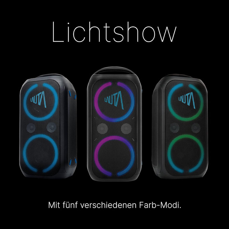 TechniSat LAUTA WUMMSBOX - Tragbarer Premium Bluetooth Lautsprecher mit LED-Lichteffekten (Bass Boos