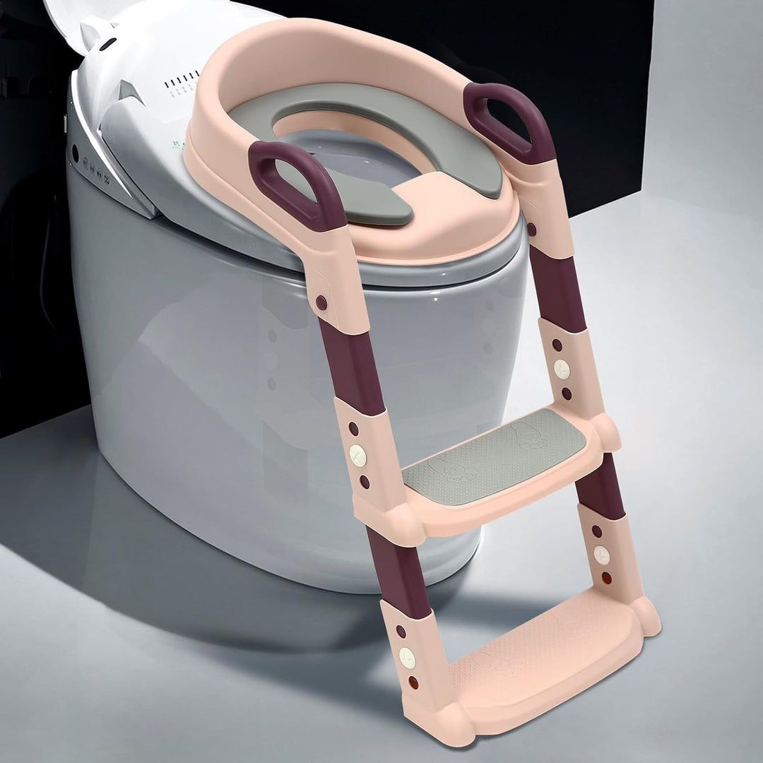 Toilettensitz Kinder mit Treppe, HöHenverstellbar Faltbar Töpfchen Toilettentrainer mit Treppe Toile