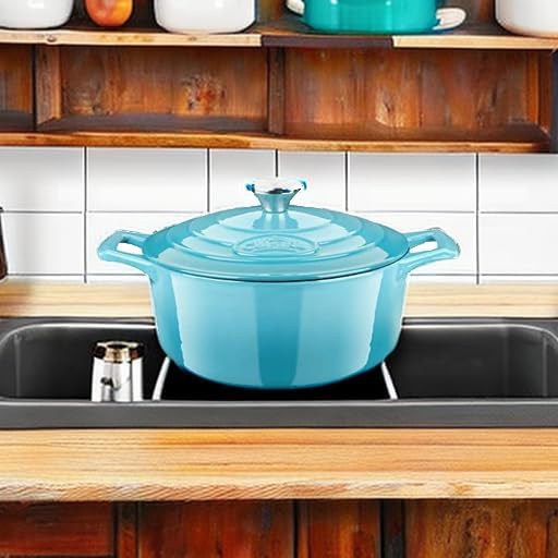 La Cuisine 4175MB Premium Enameled Cast Iron Covered Dutch Oven, Casserole, Pot, 2.1 Quart (QT) - Ma