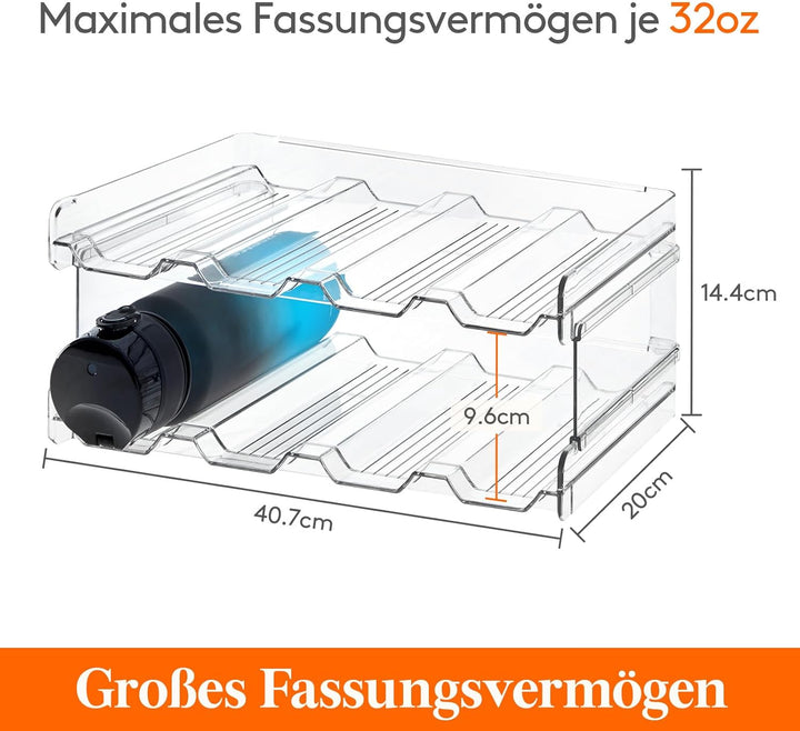 Lifewit Stapelbarer Flaschenhalter für Schrank, Gefrierschrank, Vorratskammer - Kunststoff-Wasserfla