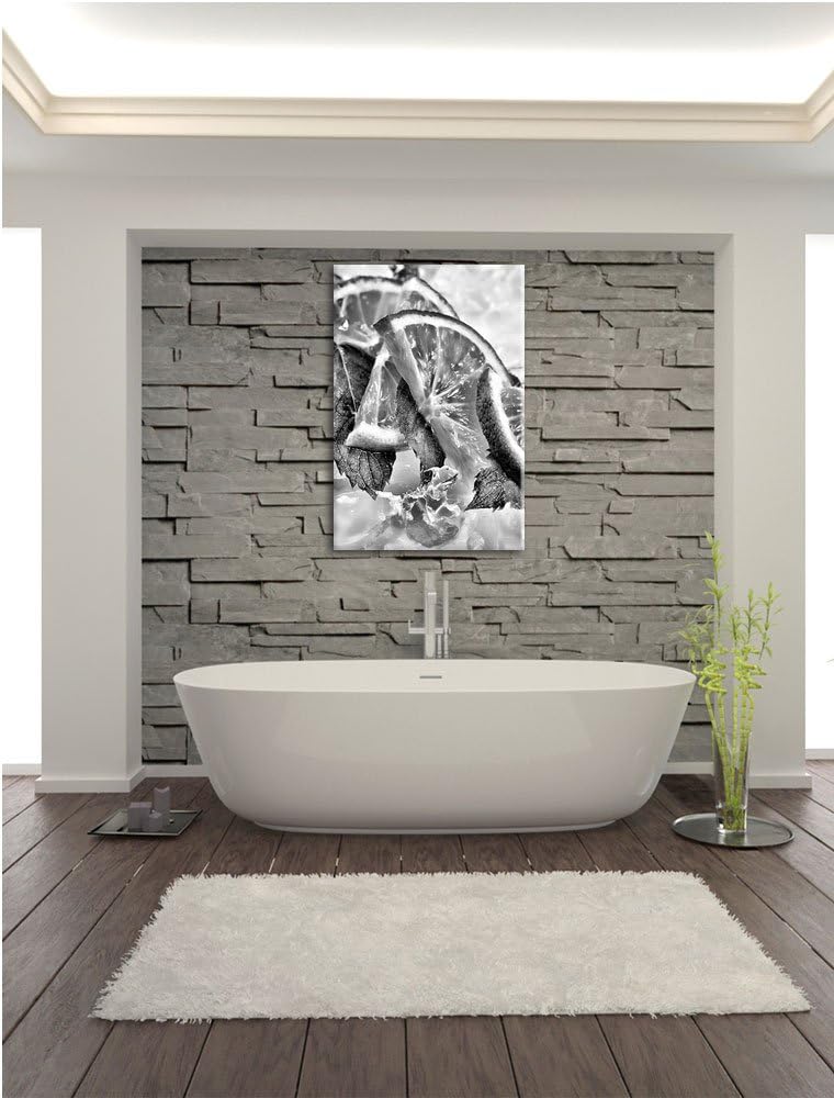 Pixxprint Limetten und Minze im EIS/Format: 100x70cm / Leinwandbild fertig bespannt Wandbild Kunstdr