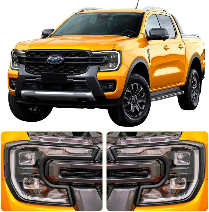 JHCHAN Scheinwerferabdeckungen für Ford Ranger 2023-2024 T9 Wildtrak Raptor Wildtrak X Limited Plati