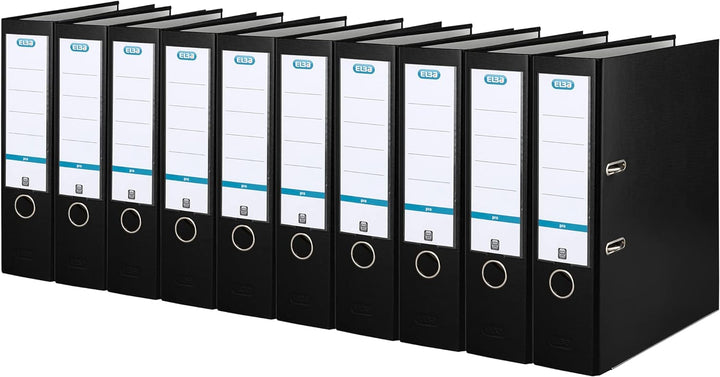 Elba Ordner A4, Smart Pro, 8 cm breit, Kunststoff aussen, schwarz, 10 Stück schwarz A4, breit, schwa