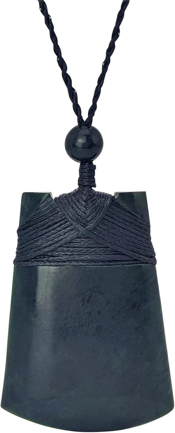 81stgeneration Anhänger Halskette Toki Klinge Geschnitzte Schwarze Nephrit-Jade für Herren und Damen