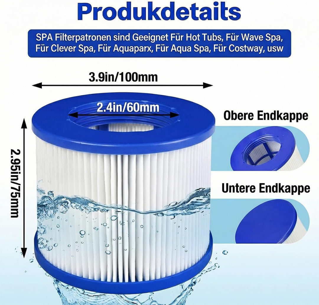 Filter Pool für Clever Spa, Spa Filterkartusche für Whirlpool Filter Mit Gewinde, Poolfilter-Ersatz