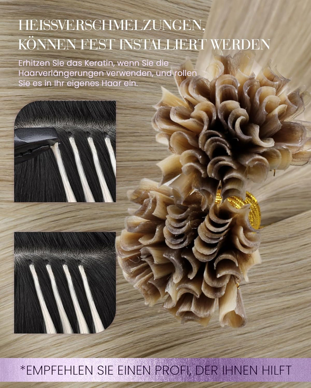 LaaVoo Extensions Echthaar Bondings Blond Extensions Echthaar Keratin Bondings 1g Keratin Bondings H