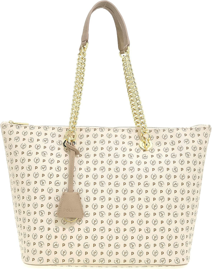 Pollini TE8410PP02Q1100A Tragetasche Damen Synthetisch 34X30X16 CM Elfenbein, 34X30X16 CM Elfenbein
