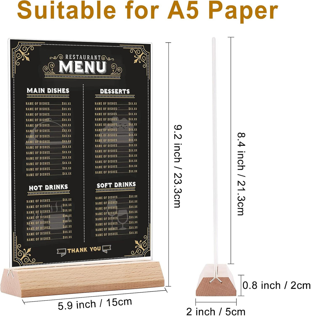 Srvnpioy A5 Ständer Tischaufsteller Aufsteller (10 Stück) A5-Menühalter aus Holz, A5 T-Ständer Werbe
