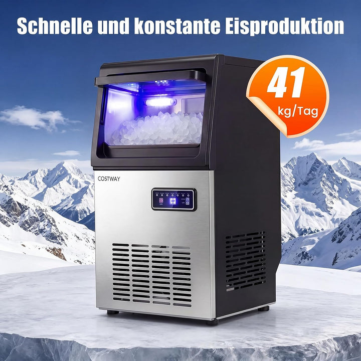 COSTWAY Gewerbliche Eiswürfelmaschine aus Edelstahl, Eiswürfel 41kg/24 Std. Modell 2, Modell 2