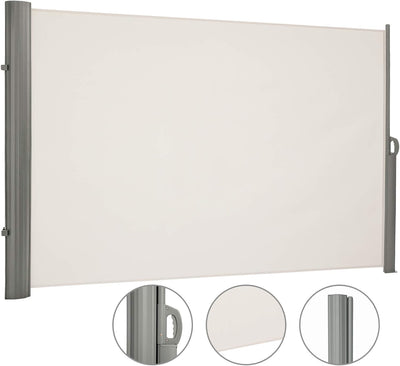 LARMNEE Alu-Seitenmarkise, ausziehbar, 200 x 450 cm, Sichtschutz, Sonnenschutz, Blickdicht, Seitenro