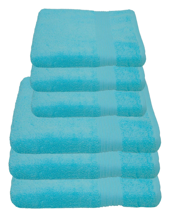 Julie Julsen 6 TLG Handtuchset 3 Badetücher 3 Handtücher Reine Baumwolle über 30 Farben Babyblau 6 t