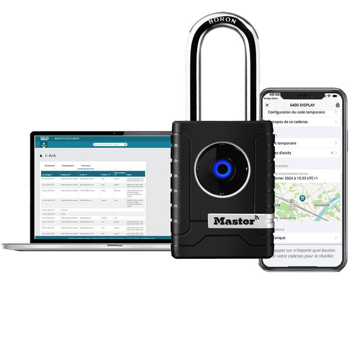 Master Lock 4401EURLHEC Bluetooth Vorhängeschloss für Unternehmen oder Privater, Wetterfest, Länger