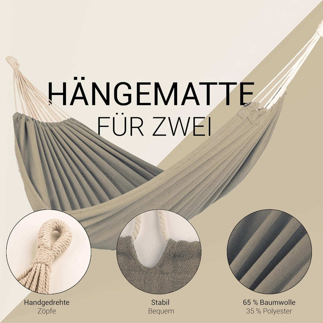 Kronenburg Mehrpersonenhängematte 210 x 150 cm, Belastbarkeit bis 300 kg – Indoor &amp; Outdoor Hängemat