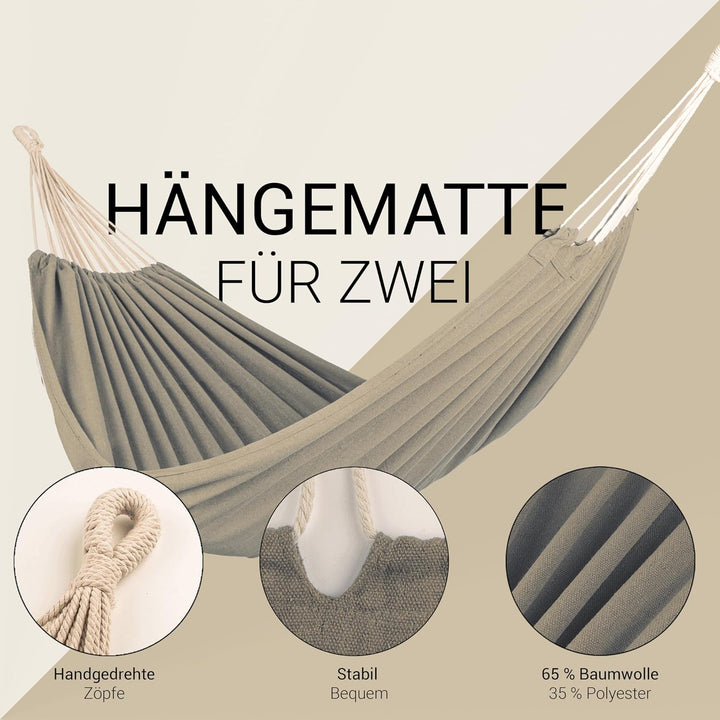 Kronenburg Mehrpersonenhängematte 210 x 150 cm, Belastbarkeit bis 300 kg – Indoor &amp; Outdoor Hängemat