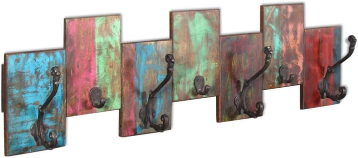 Hothingwell Wandgarderobe, 7 Haken, Massivholz | Unsichtbare Montage, handgefertigt, Vintage-Stil, e