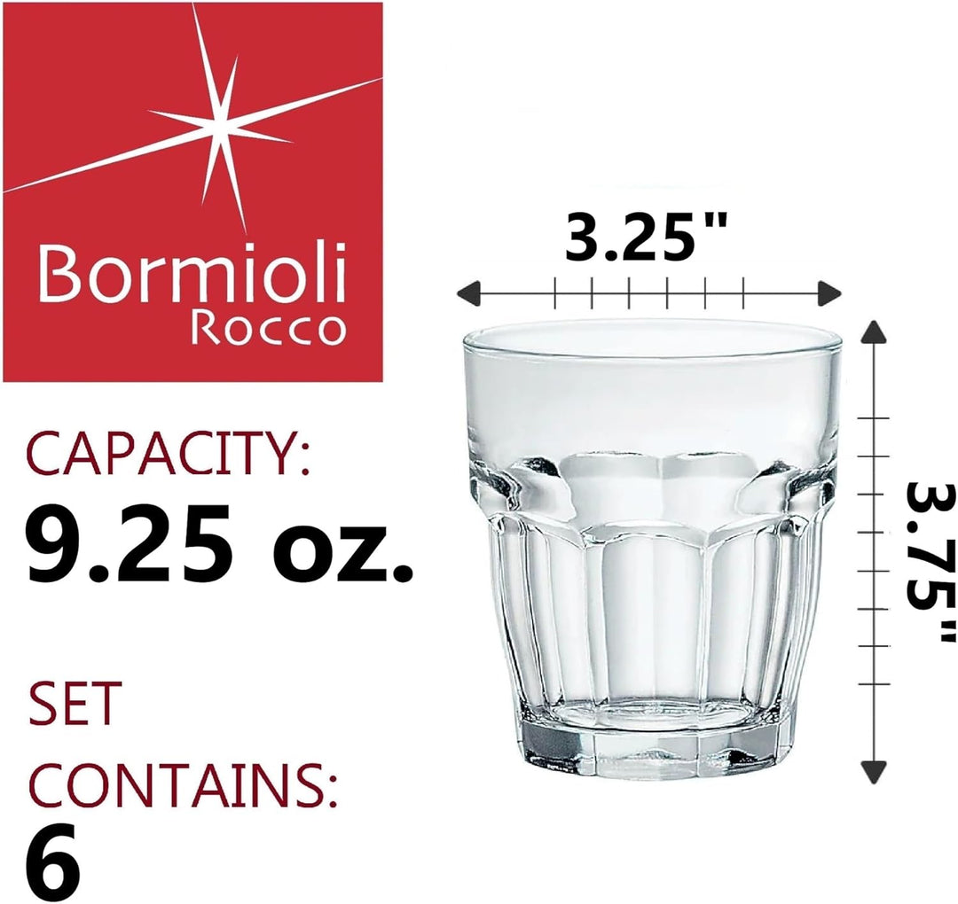 Bormioli Rocco Rock Bar Stapelbare Rocks Gläser, 6 Stück Glas für Eiswürfel, Glas für Eiswürfel