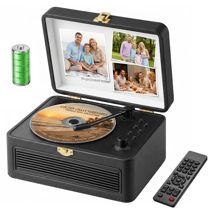 Gueray Tragbarer Bluetooth CD-Player mit Lautsprechern 3600mAh Wiederaufladbarer Vintage CD Spieler