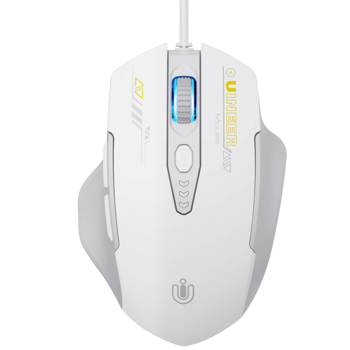 Uineer Maus Mit Kabel, ergonomisches Design, bis zu 7200 DPI einstellbar mit 6 Tasten, Computer Maus