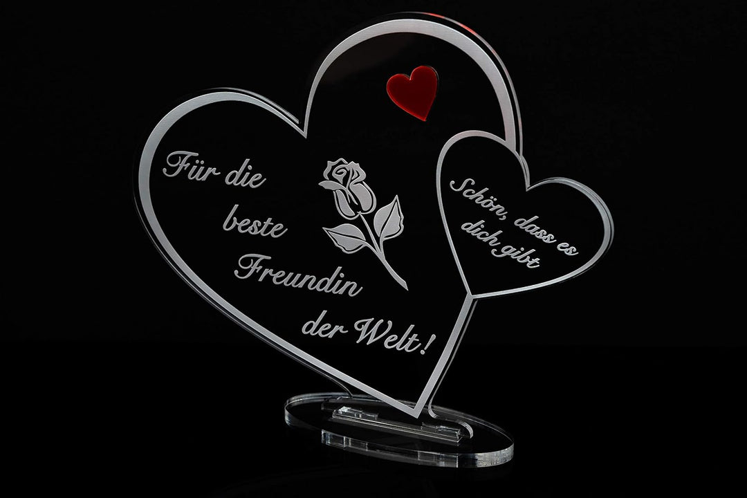 Acryl Schild in Herz Form Für die Beste Freundin der Welt Perfekt zum Geburtstag oder Weihnachten, m