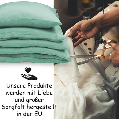 PinkZebra Baby Musselin - Bettwäsche 80 x 80 cm + 35 x 40 cm, Kinderbettwäsche aus ohne GMO 100% Bio