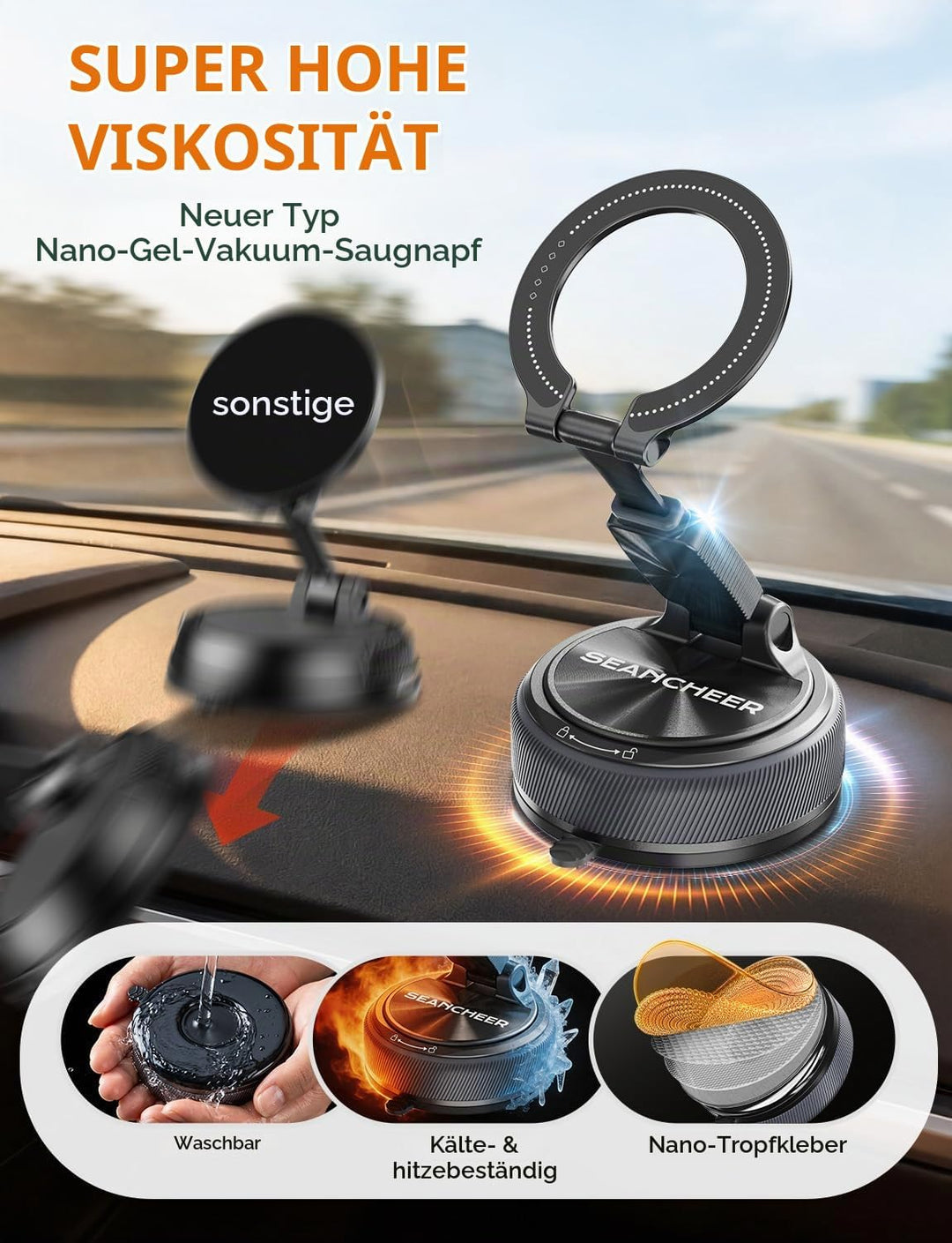 SEANCHEER S-68 Abnehmbare 2-in-1 Handyhalterung Auto für MagSafe
