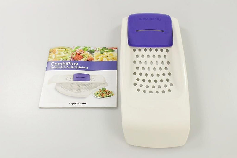 TUPPERWARE Spätzleria weiss Backen + Teigspatel lila/blau + Rezeptheft 9970