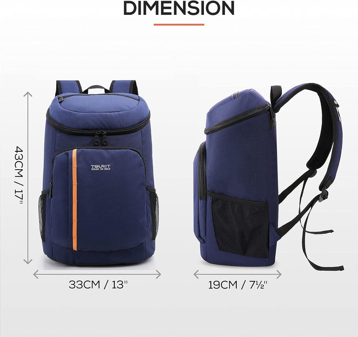 TOURIT 28L Kühler Rucksack Leichter Rucksack mit Flaschenöffner Hält 30 Dosen Blau, Blau