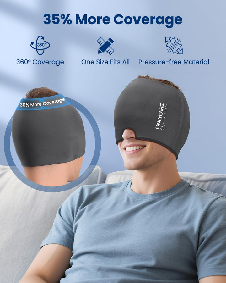 ONLYCARE Mütze Migräne Relief Cap, Headache Relief Hat Kühlmaske Kühlmütze Kopfschmerzen Maske Kühlh