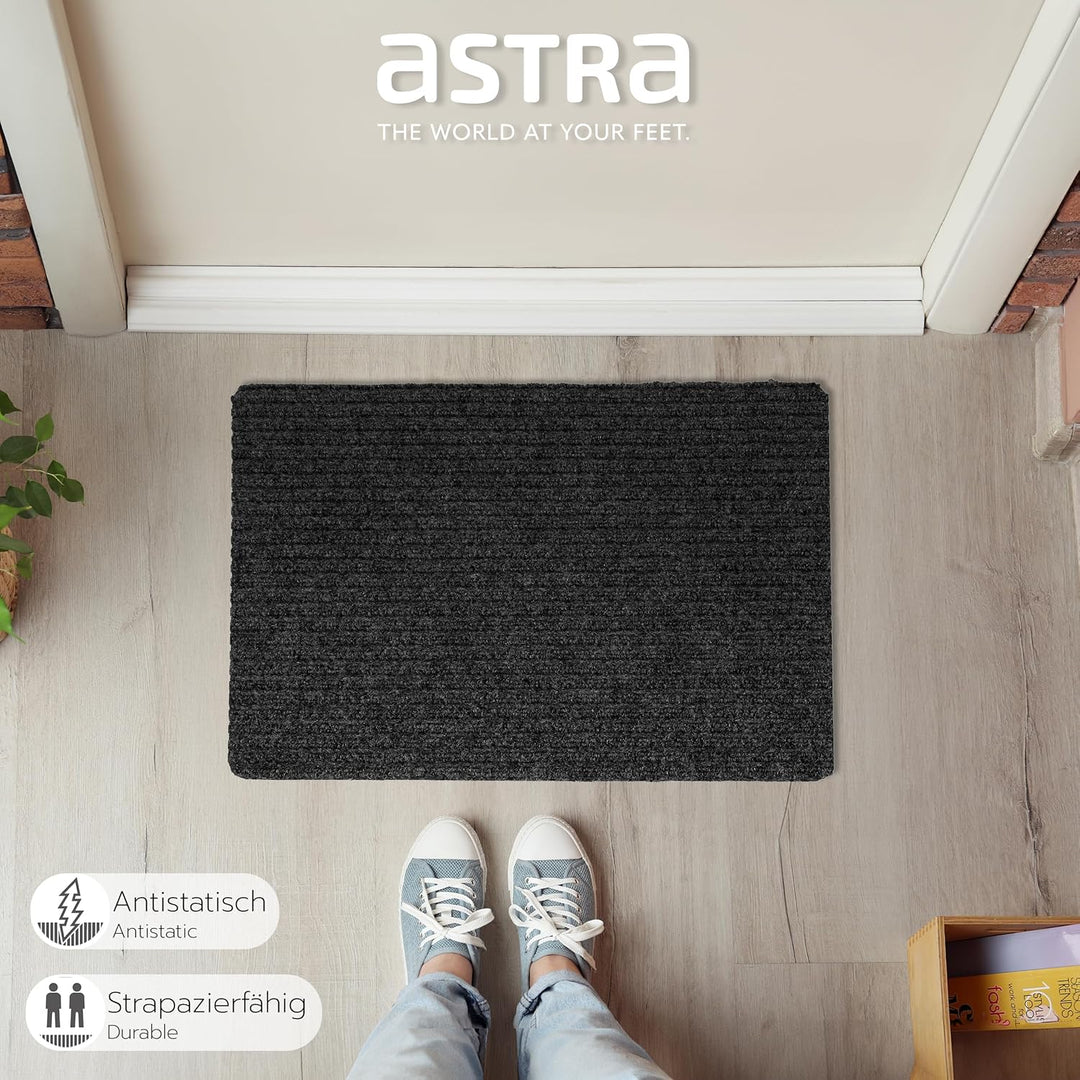 Astra Fussmatte innen anthrazit Schmutzfangmatte rutschfest – Türmatte 40x60 cm wasserabweisend – Ri