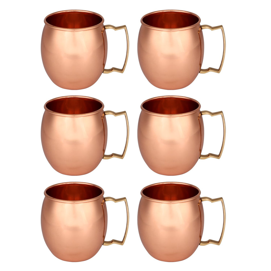 Zap Impex ® Kupfer Moscow Mule handgefertigt Reines Kupfer Ebene Moscow Mule Becher Set von 6