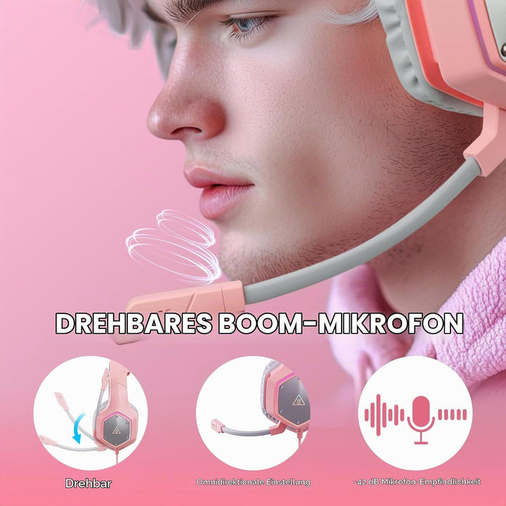 EKSA E1000V2 Gaming Headset, Type-C &amp; USB-A Schnittstelle Headset Mit Mikrofon, 7.1 Surround Sound &amp;