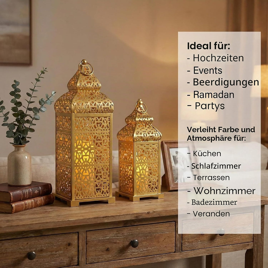 VELA LANTERNS Grosse goldene Tempel marokkanische Laterne Lampe Dekorative Kerzenhalter für Ramadan-