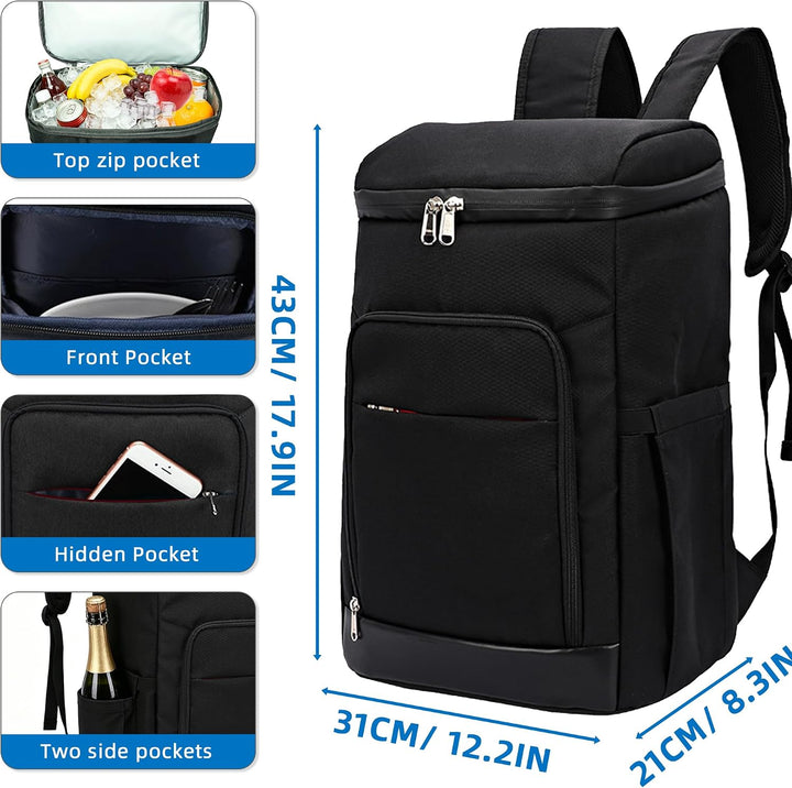 Camping Kühlrucksack,24L Kapazität Isolierter Picknickrucksack, Wasserdichter Rucksack-Kühler Auslau
