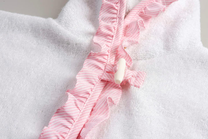 Filet - Badeponcho mit Rouche für Babys und Mädchen bis zu 2 Jahren, Bademantel mit Kapuze aus Baumw