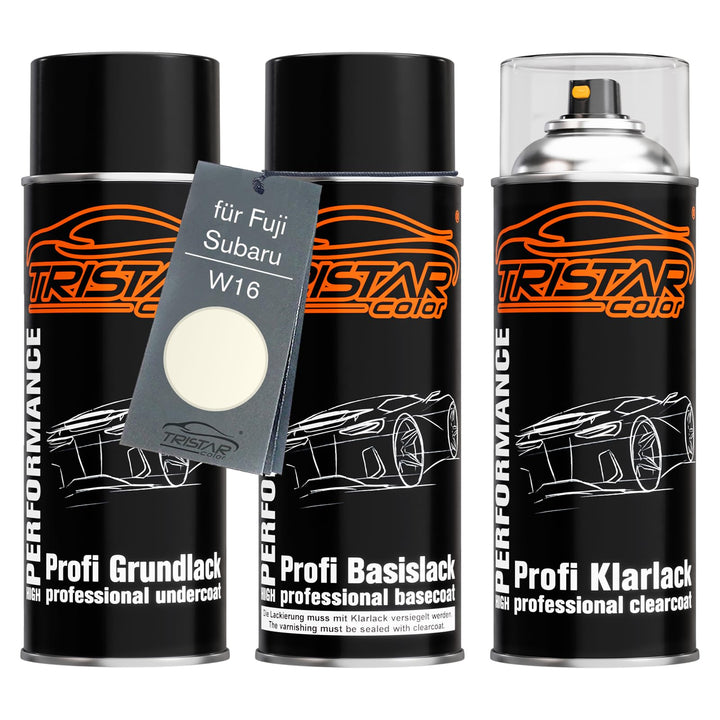 TRISTARcolor Autolack Spraydosen Set für Fuji/Subaru W16 White Perl Grundlack Basislack Klarlack Spr