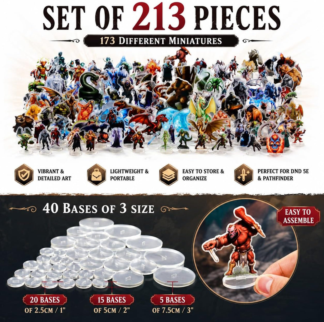 DND Miniatures Dungeons and Dragons Starter Set 170 Minis für DND 5E Maps Pathfinder Accessories Fla