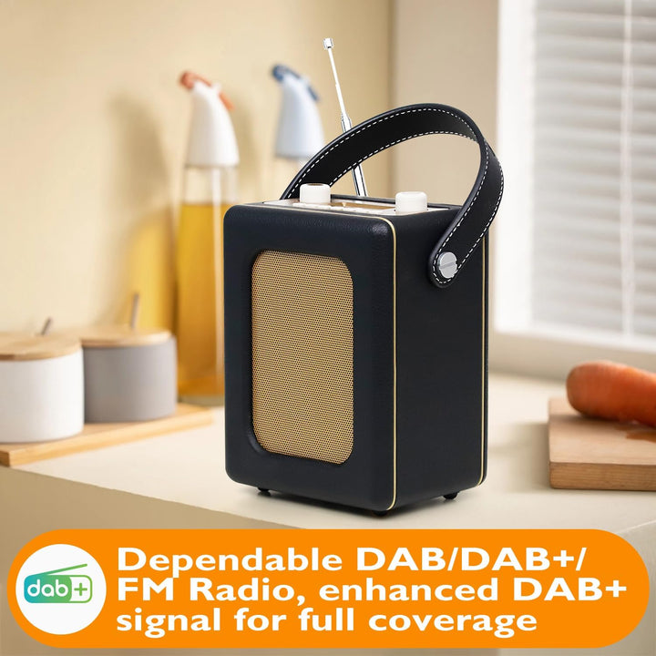 LEMEGA CR9 Tragbares Retro DAB Radio（DAB+,UKW,Bluetooth 5.3, 60 Voreinstellungen,Wecker,2 Weckzeiten
