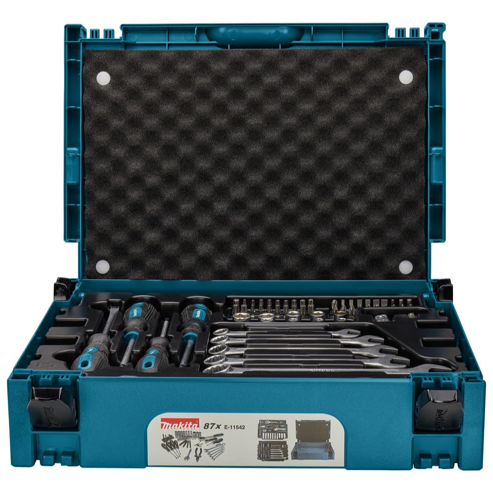 Makita E-11542 Mechaniker-Set mit Handwerkzeugen, im Makpac-Koffer, 87-teilig Single, Single