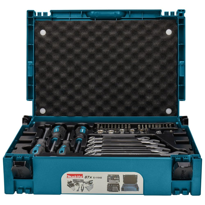 Makita E-11542 Mechaniker-Set mit Handwerkzeugen, im Makpac-Koffer, 87-teilig Single, Single