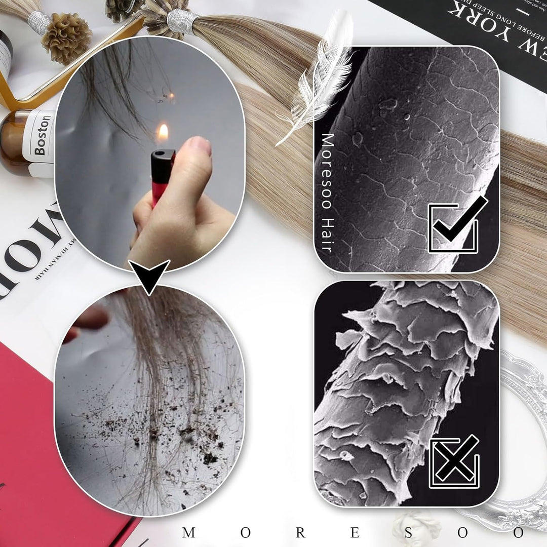 Moresoo Bonding Extensions Echthaar Blond 35cm U Tip Extensions Echthaar Bondings Platinblond Für Tä