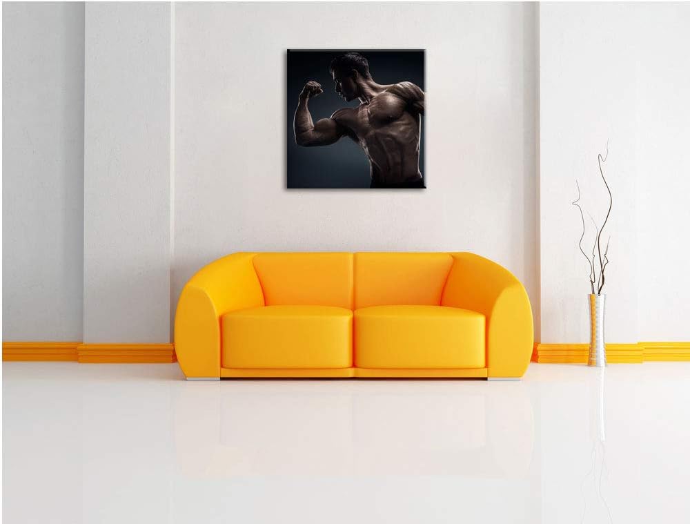 Starker Bodybuilder, Format: 70x70 auf Leinwand, XXL riesige Bilder fertig gerahmt mit Keilrahmen, K