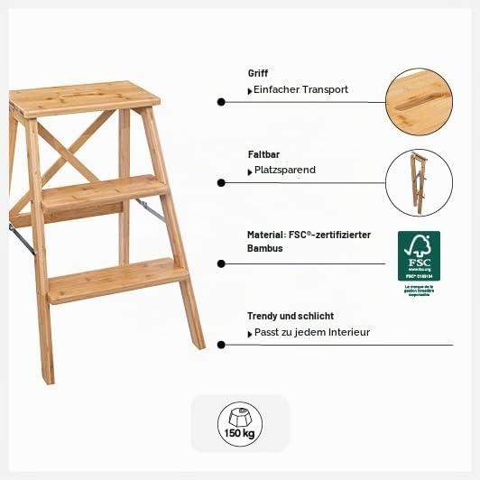5five - trittstufe 3 Stufen Bambus