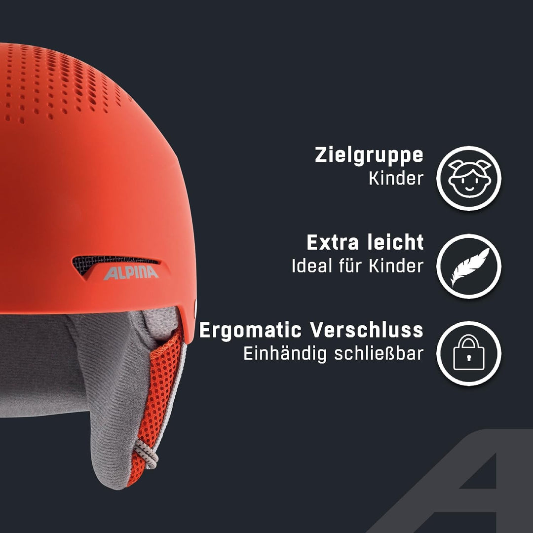 ALPINA ZUPO - Sicherer, Stossabsorbierender, Belüfteter & Schlagfester Skihelm Für Kinder pumpkin-or