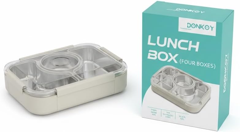 Brotdose Metall mit Trennfächern - Frühstückbox und Essensbox aus Edelstahl 304 1000 ml für Schule,