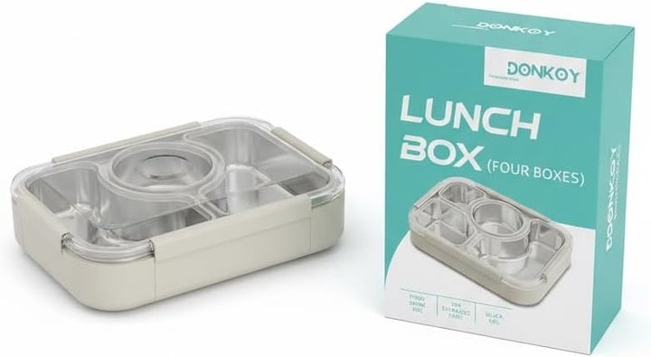 Brotdose Metall mit Trennfächern - Frühstückbox und Essensbox aus Edelstahl 304 1000 ml für Schule,